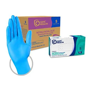 Safe Health Guantes Desechables de examen de Nitrilo Azul Talla S | 1000 unidades | Sin polvo Sin látex | Certificado CE EN455 | Atención médica Alimentación | 3,5 Mil