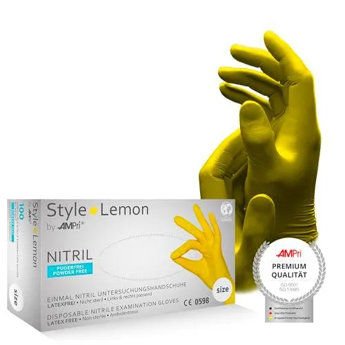 Una vez Guantes de nitrilo AMPRI Style Lemon S, sin talco