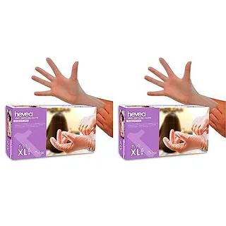 Hevea Guantes desechables de vinilo sin polvo pack 1 x 100 Talla XL (Paquete de 2)