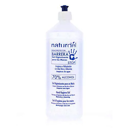 NATURDEL Gel Higienizante de Manos con Aloe Vera, 70% de Alcohol, Botella