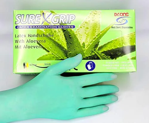 Dr. One - Guantes desechables de látex con aloe vera respetuosos con la piel