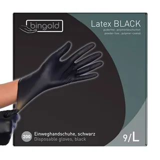 BINGOLD Guantes desechables de látex negro, 2 x 100 unidades