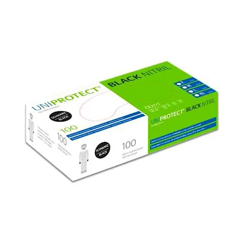 UNIGLOVES - Uniprotect Guantes desechables negros de nitrilo | Apto para alimentos