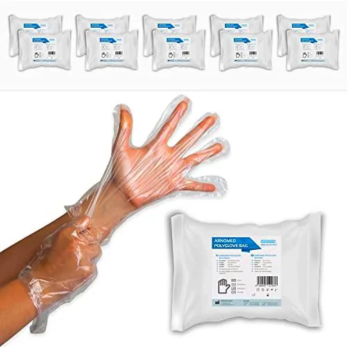 ARNOMED Guantes polietileno hombres, 1000 uds. guantes de polietileno desechables en bolsa