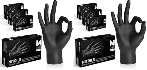 The Real Touch K-MART Guantes desechables multiusos de nitrilo negro