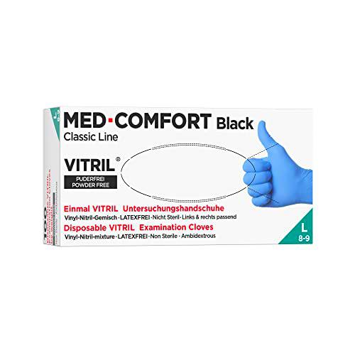 100 guantes desechables de Vitril, color azul, de nitrilo