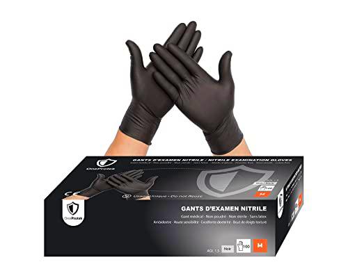 OneProtek Guantes desechables de nitrilo, color negro