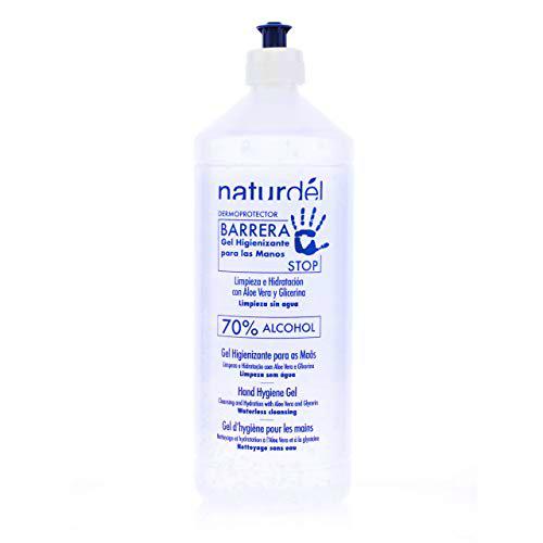 NATURDEL Gel Higienizante de Manos con Aloe Vera, 70% de Alcohol, Botella