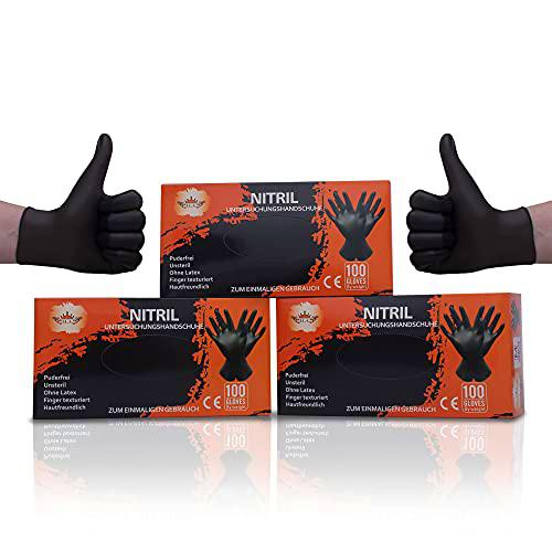 I.L.A. 100 guantes de nitrilo en color negro, sin látex ni polvo