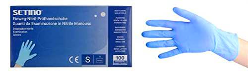 Setino Guantes desechables de nitrilo - vinilo sin polvo color azul