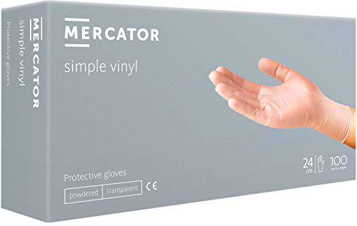 <b>Guantes de vinilo MERCATOR SIMPLE VINYL, látex de color transparente: XL