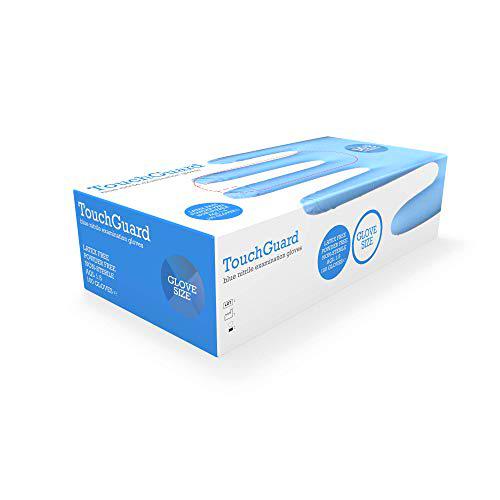 TouchGuard - Guantes de nitrilo azules desechables sin polvos ni látex