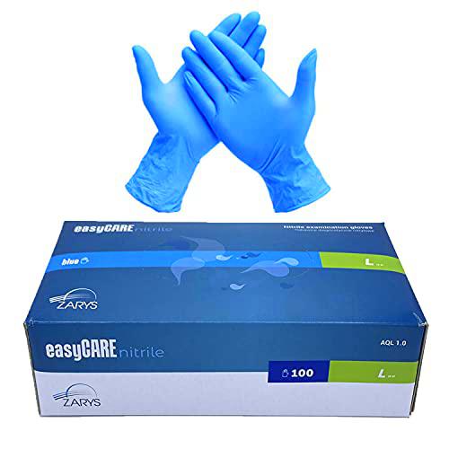 EasyCare - Guantes De Nitrilo Desechables, Color Azul