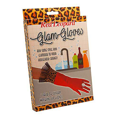 Diabolical Gifts DP0988 - Guantes de lavado, diseño de leopardo, color rojo