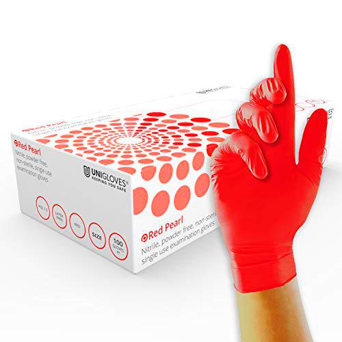 Unigloves Pearl GP0065 - Guantes de nitrilo (100 unidades), color rojo