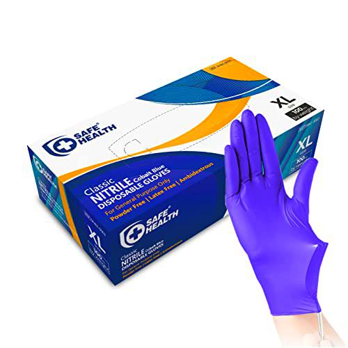 Safe Health Guantes desechables de nitrilo, color azul cobalto