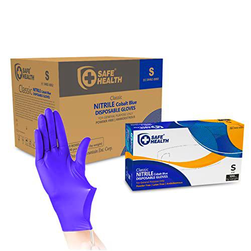 Safe Health Guantes desechables de nitrilo, color azul cobalto
