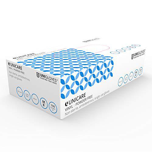 Unigloves Unicare GS0085 - Guantes de vinilo sin látex (100 unidades), color azul