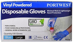 Vinyl Gloves Powdered, colorBlue talla Large