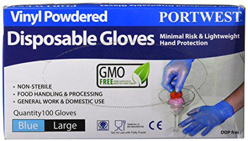 Vinyl Gloves Powdered, colorBlue talla Large