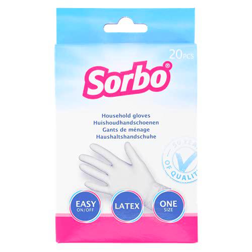 Sorbo 211408 - Guantes desechables de látex, color blanco