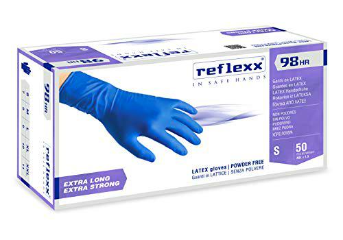 Reflexx R98/L"hirisk", alta resistencia sin polvo guantes de látex Gr 18,5