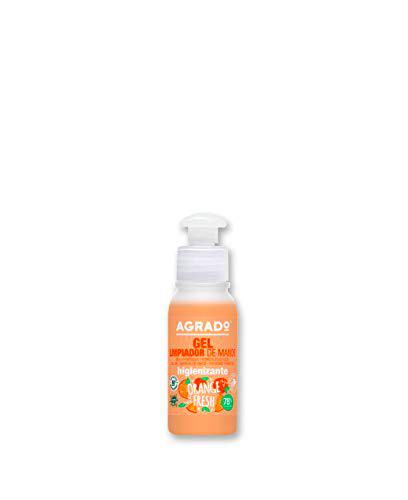 Gel Hidroalcohólico Limpiador de manos Orange Fresh Higienizante 78% Alcohol Sin Aclarado 80 ml Formato ideal Bolso o Mochila Aroma Naranja Frutas AGRADO
