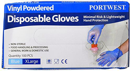 Vinyl Gloves Powdered, colorBlue talla XL