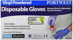 Vinyl Gloves Powdered, colorBlue talla Medium