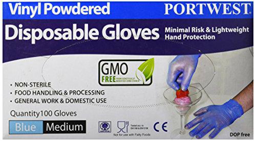 Vinyl Gloves Powdered, colorBlue talla Medium