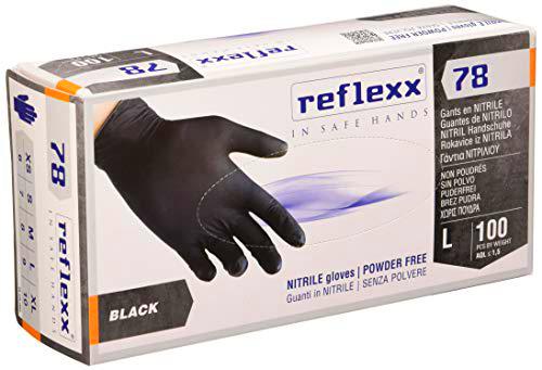 Reflexx Guantes de nitrilo sin polvo R78, color negro
