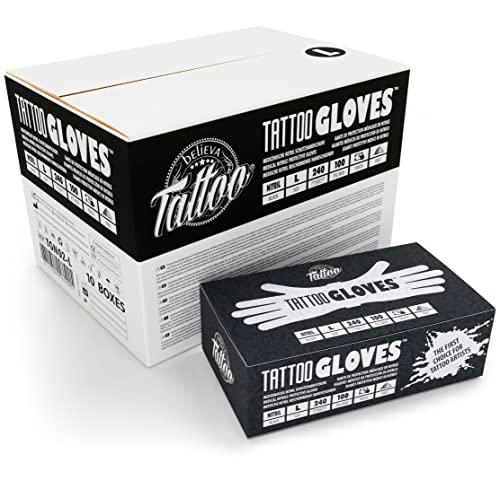 believa Tattoo Guantes desechables de nitrilo, color negro