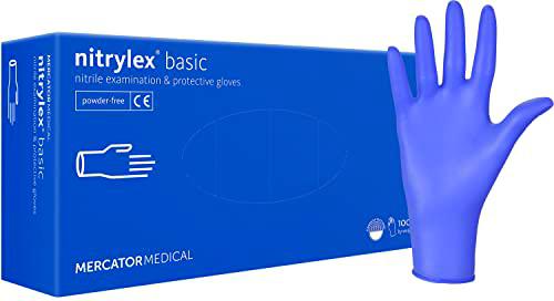 MERCATOR MEDICAL Nitrylex Basic A100 - Guantes desechables de nitrilo (100 unidades), color azul