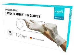 EUROPAPA® 100 guantes desechables de látex, color blanco y azul