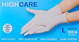 HIGH CARE Nitril Powder Free Guante Simple Clorado en Línea Blanco