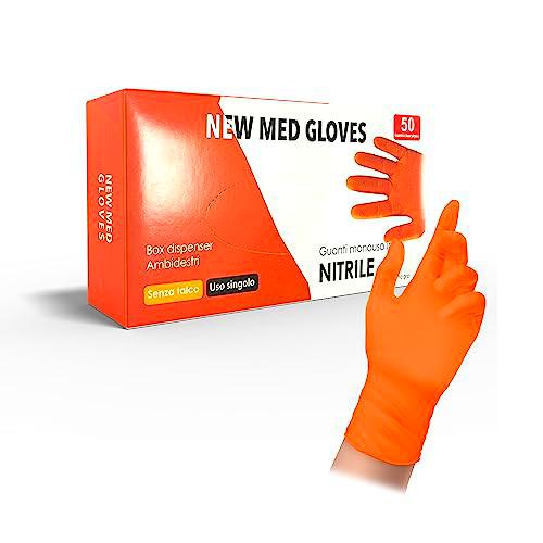 Guantes de nitrilo de color naranja sin polvo, sin látex