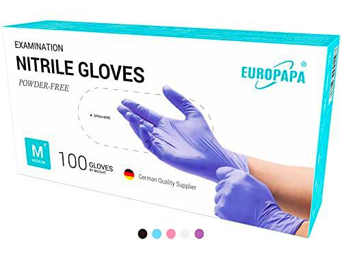 EUROPAPA® 100 guantes de nitrilo, color lila, desechables