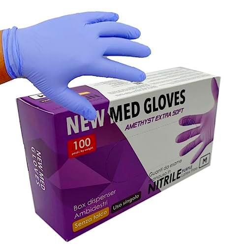 Guantes de nitrilo de color morado sin polvo, sin látex