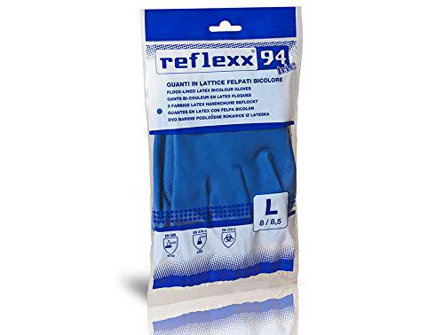 Reflexx R94/L Guantes reutilizables de látex bicolor Felpati Gr 80