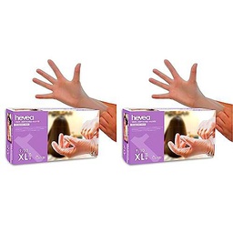 Hevea Guantes desechables de vinilo sin polvo pack 1 x 100 Talla XL (Paquete de 2)