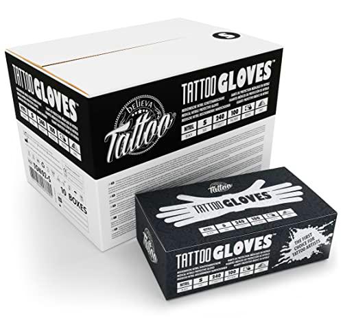 believa Tattoo Guantes desechables de nitrilo, color negro