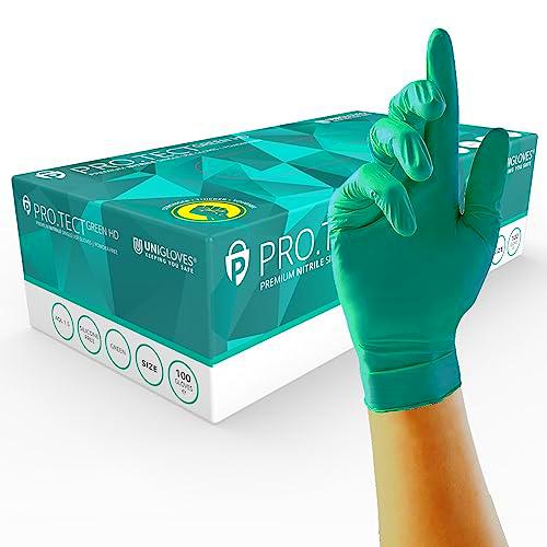 UNIGLOVES PRO.TECT - Guantes desechables de nitrilo HD de color verde