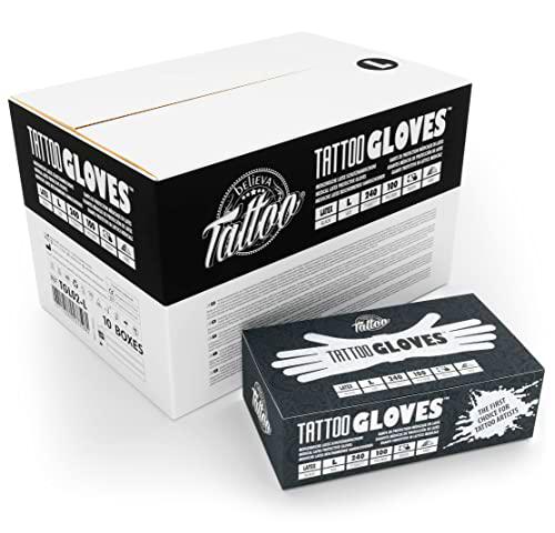 believa Tattoo Guantes desechables de látex, color negro