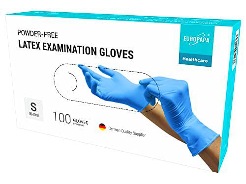EUROPAPA® 100 guantes desechables de látex, color blanco y azul
