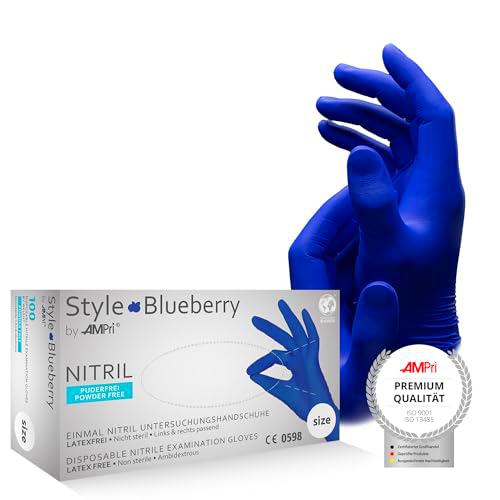 AMPri Guantes de nitrilo azul oscuro, 100 unidades/caja