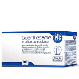 Pic Guantes de látex con polvo y polvo, talla L, 100 guantes
