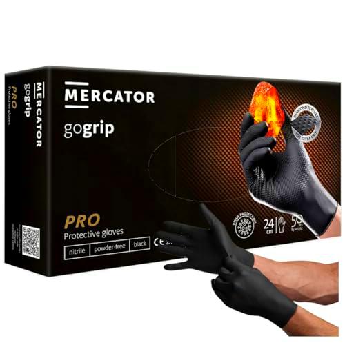 Guantes de nitrilo Go Grip - Negro - XXL - 50 unidades (25 pares) Guantes desechables sin polvo y látex I Guantes de protección I Guantes de trabajo resistentes I Guantes de jardinería I Disposible