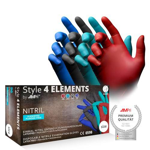 AMPri Guantes de nitrilo, coloridos, mezcla de colores