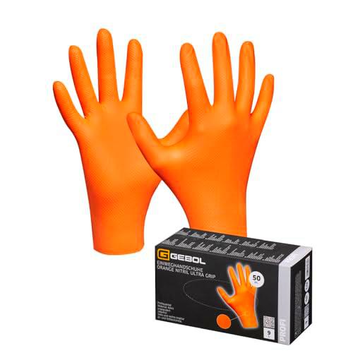 Guantes desechables de nitrilo, color naranja, tamaño XXL