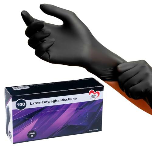 Ideen mit Herz Guantes desechables de látex, color negro